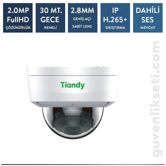 Tiandy TC-C32KS 2 MP SESLİ Starlight IP Dome Kamera